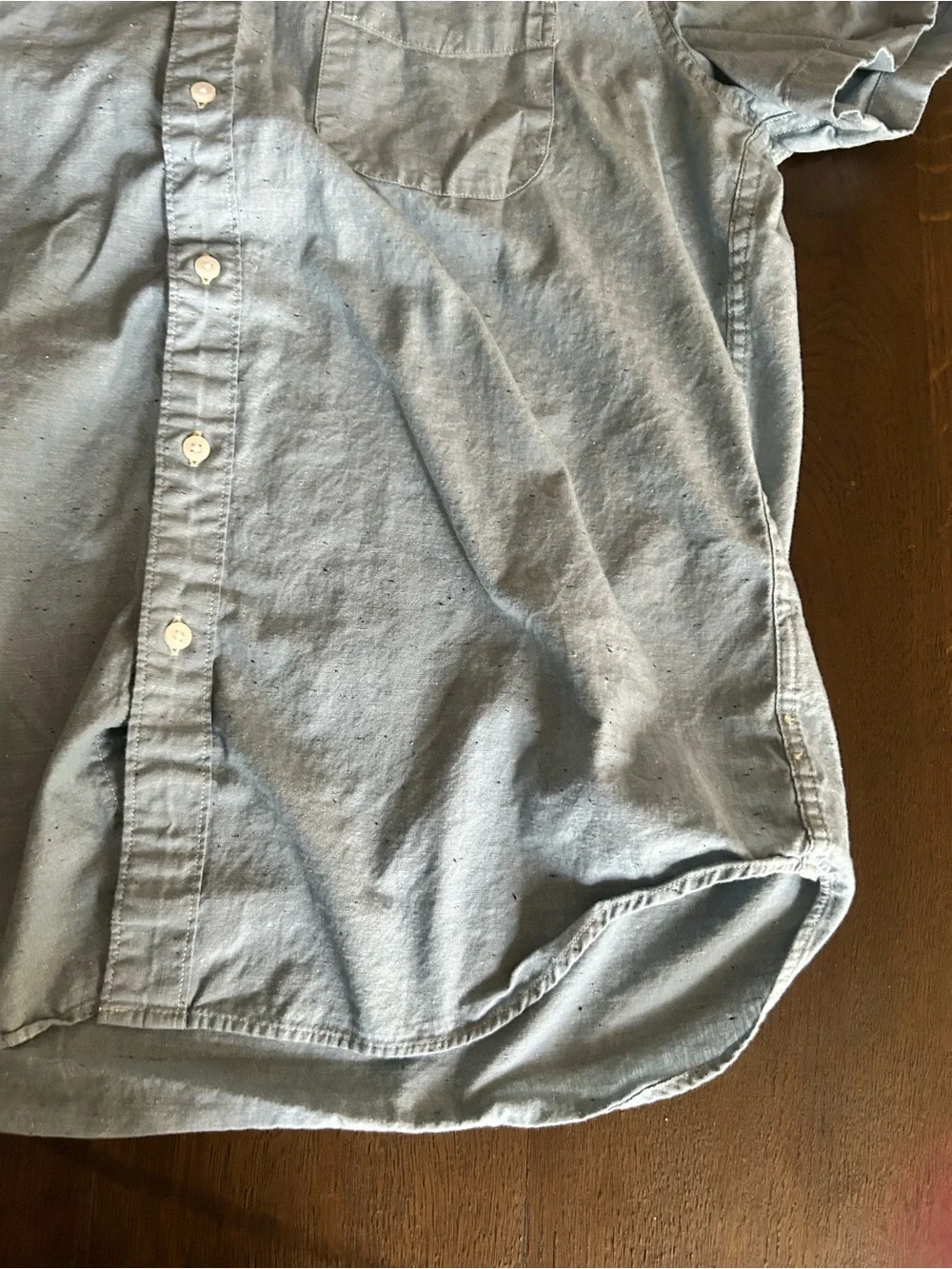 J. Crew light blue with speckled print short sleeve button down